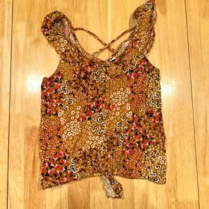 No Boundries Small Floral Mustard Tank Top